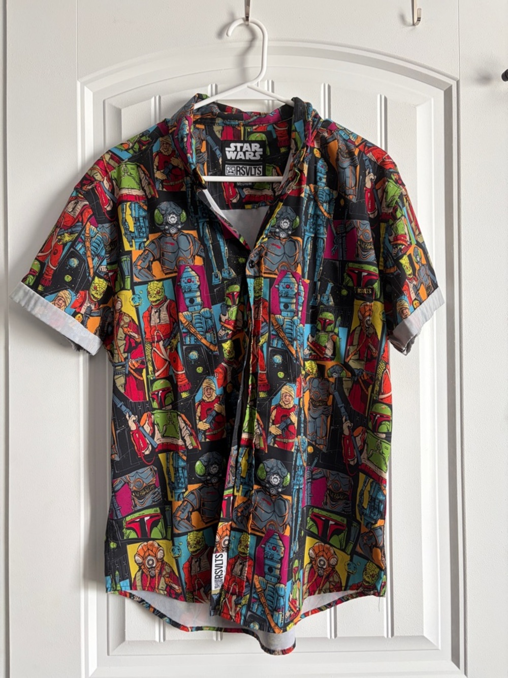 RSVLTS Black Multicolor Star Wars Character Panel Short-Sleeve Button-Up Shirt